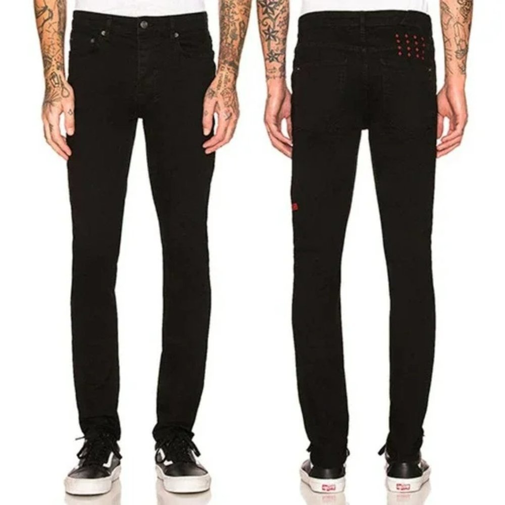 Ksubi Mid Rise Slim Tapered Leg Chitch Jeans Stretch Laid Black Size: 34 NWT